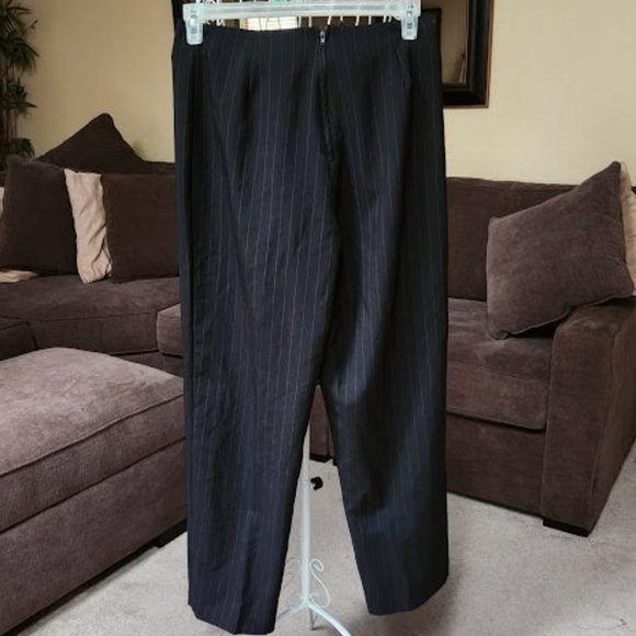 Black lavender pinstriped dress pants , high waisted , sz 12 - Picture 2 of 3